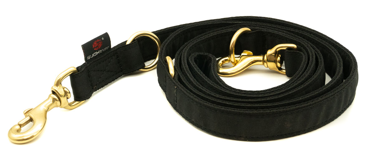 SUCHtrupp® Langleine PURE GOLDEN BLACK 2 m / 2,5 cm breit , 3-fach verstellbar 