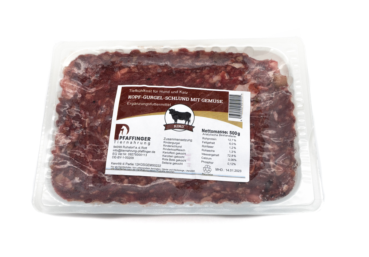 Pfaffinger Kopf-Gurgel-Schlund mit Gemüse 500 g roh (gewolft)