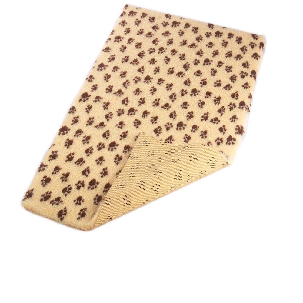 Kuscheldecke Soft 30 Hundedecke beige mit braunen Pfötchen Antirutsch 100 * 75 cm
