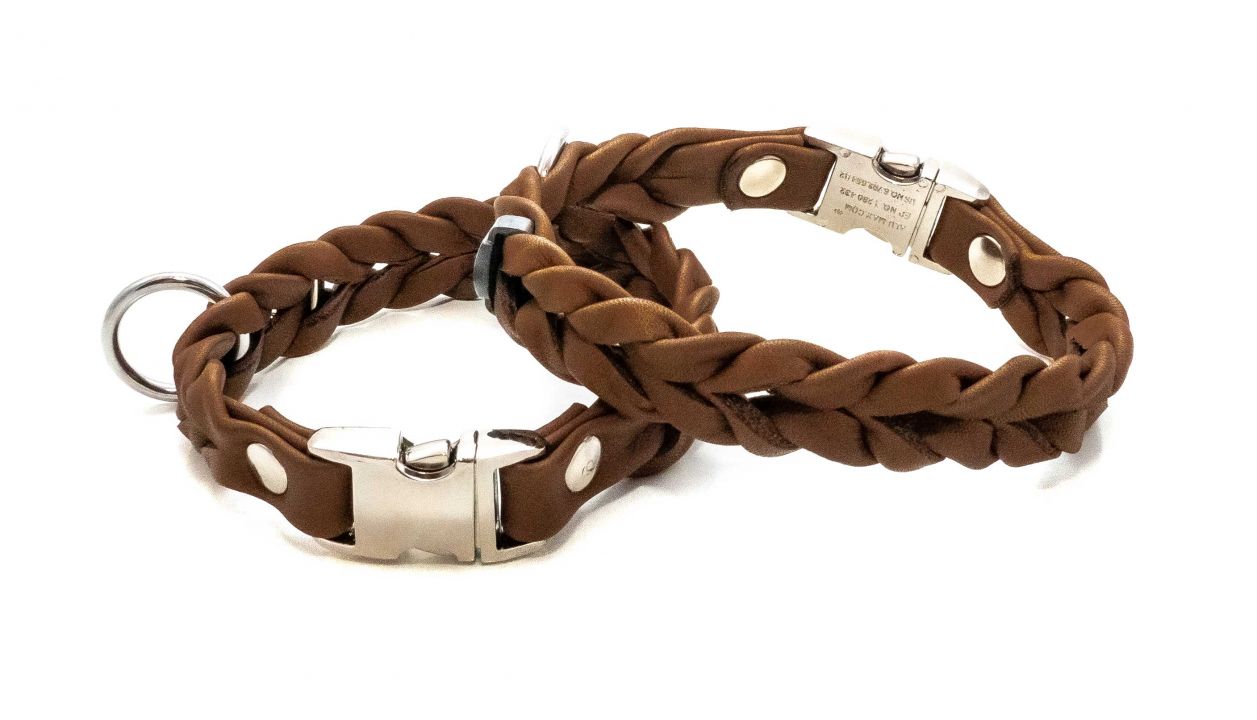 Luxor-geflochten Lederhalsband Luxor Cacao geflochten mit Klickverschluss