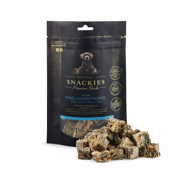 SNACKIES Feine Kabeljauhautwürfel 130g