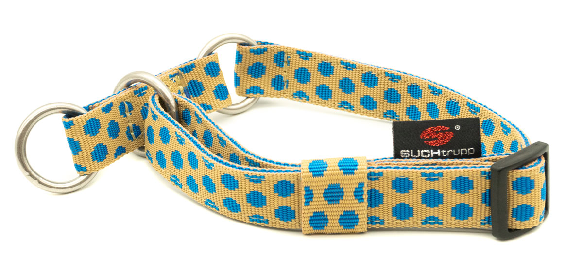 SUCHtrupp® DOTS Beige-Royalblue Schlupfhalsband Gr. M 