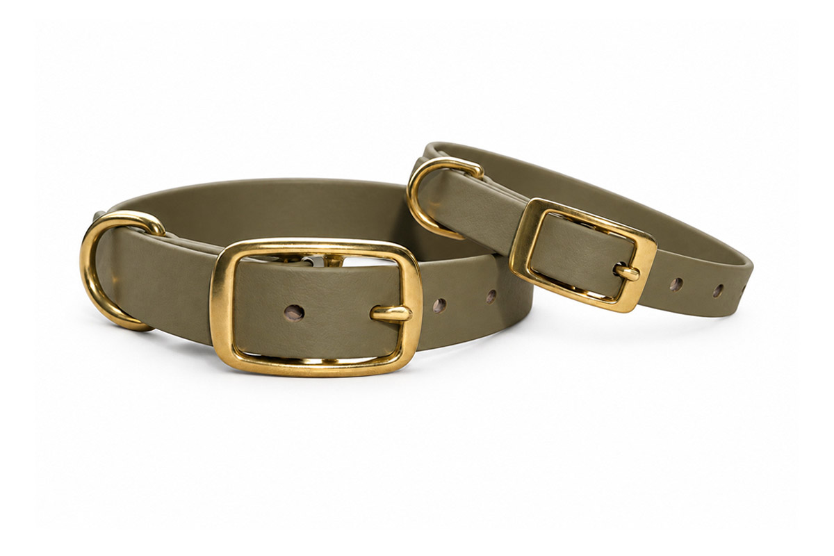 TREUSINN STAY BioThane Hundehalsband Oliv – verstellbar