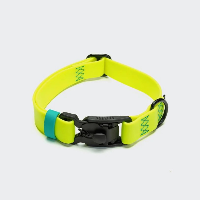 cloud7-dog-collar-ipanema-neon-yellow-on-grey Cloud7 Bio Thane Hundehalsband Ipanema Neongelb-Aqua