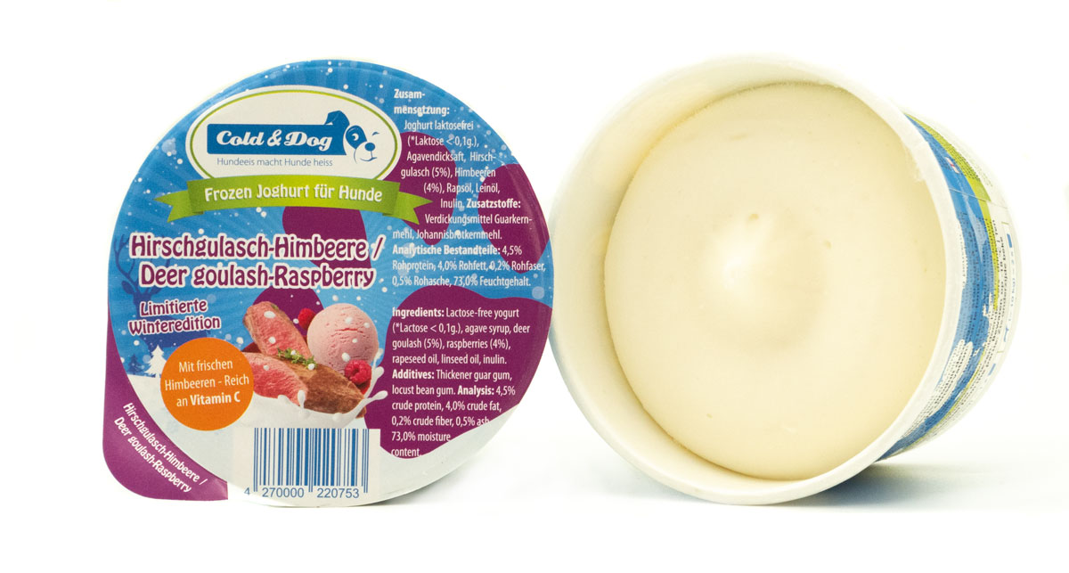 Cold & Dog Hundeeis Hirschgulasch - Himbeere