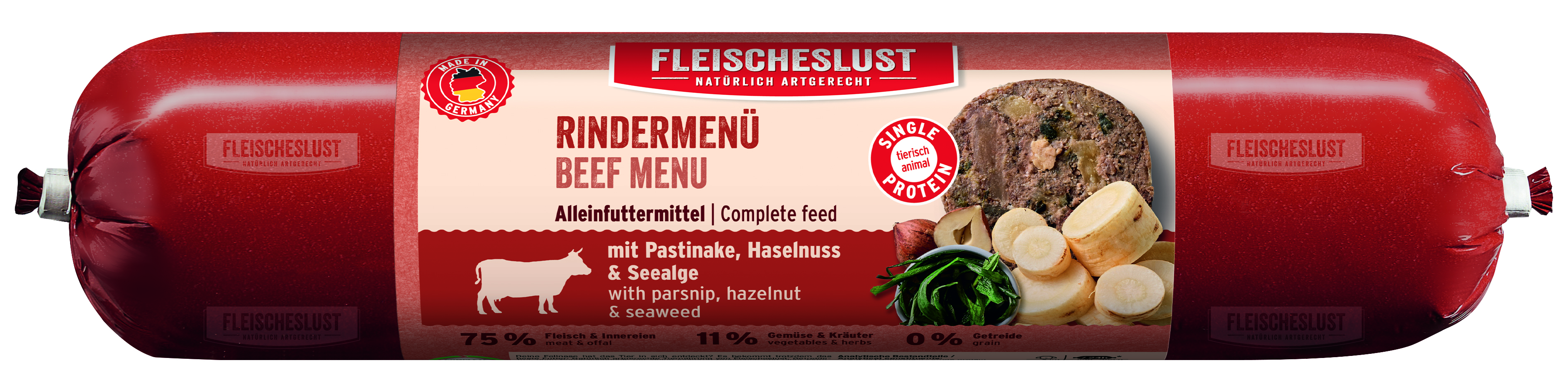 FLEISCHESLUST Rindermenü mit Pastinake, Haselnuss & Seealge 400 g Neue Rezeptur