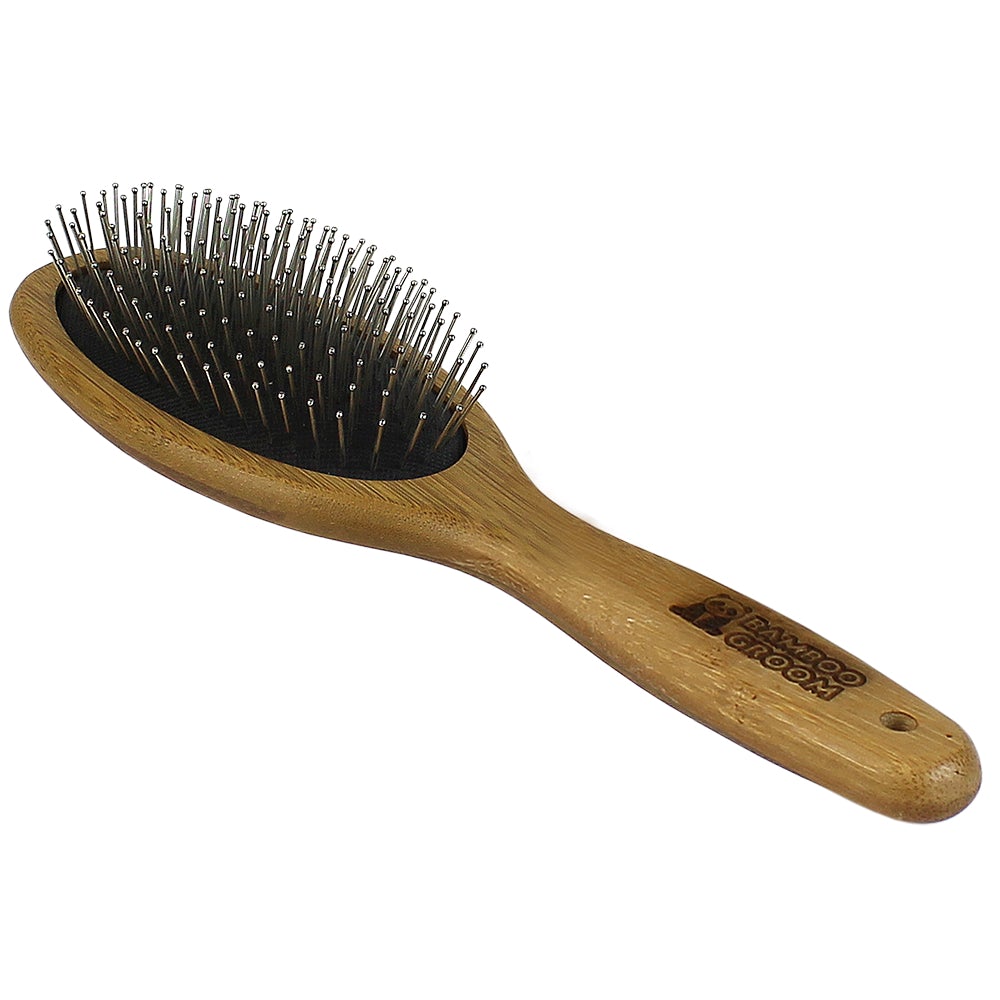 Bamboo Groom Ovale Bürste mit genoppten Edelstahlpins