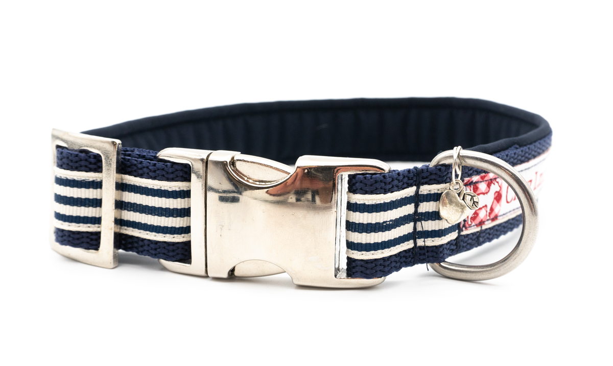 CHEZ LILLI  Halsband Blue Stripes  Größe M