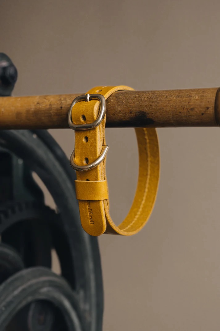 Lederhalsband-gelb BAND&ROLL Lederhalsband Fir Yellow / Gelb