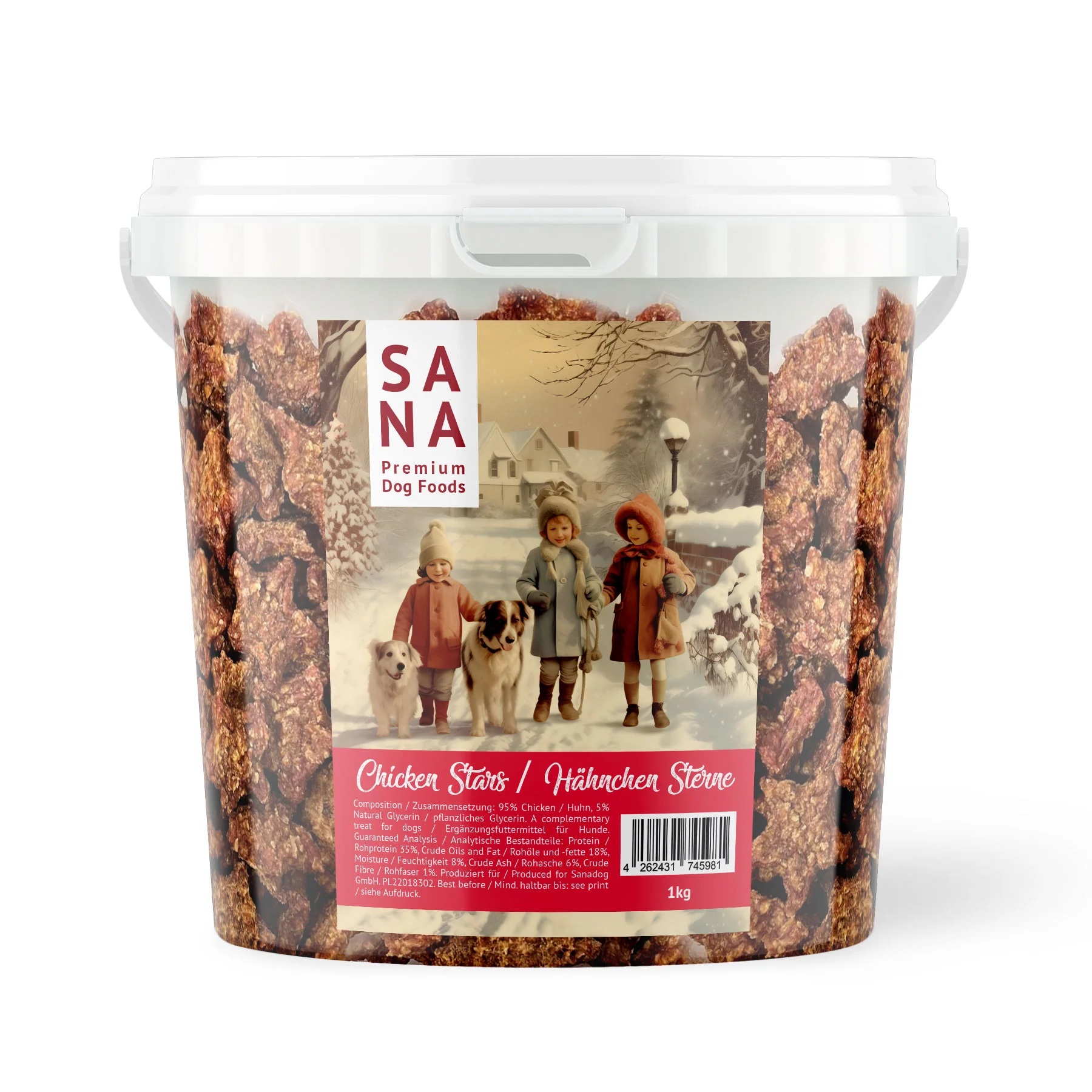 SANADOG Hähnchen Sterne 1 kg Eimer