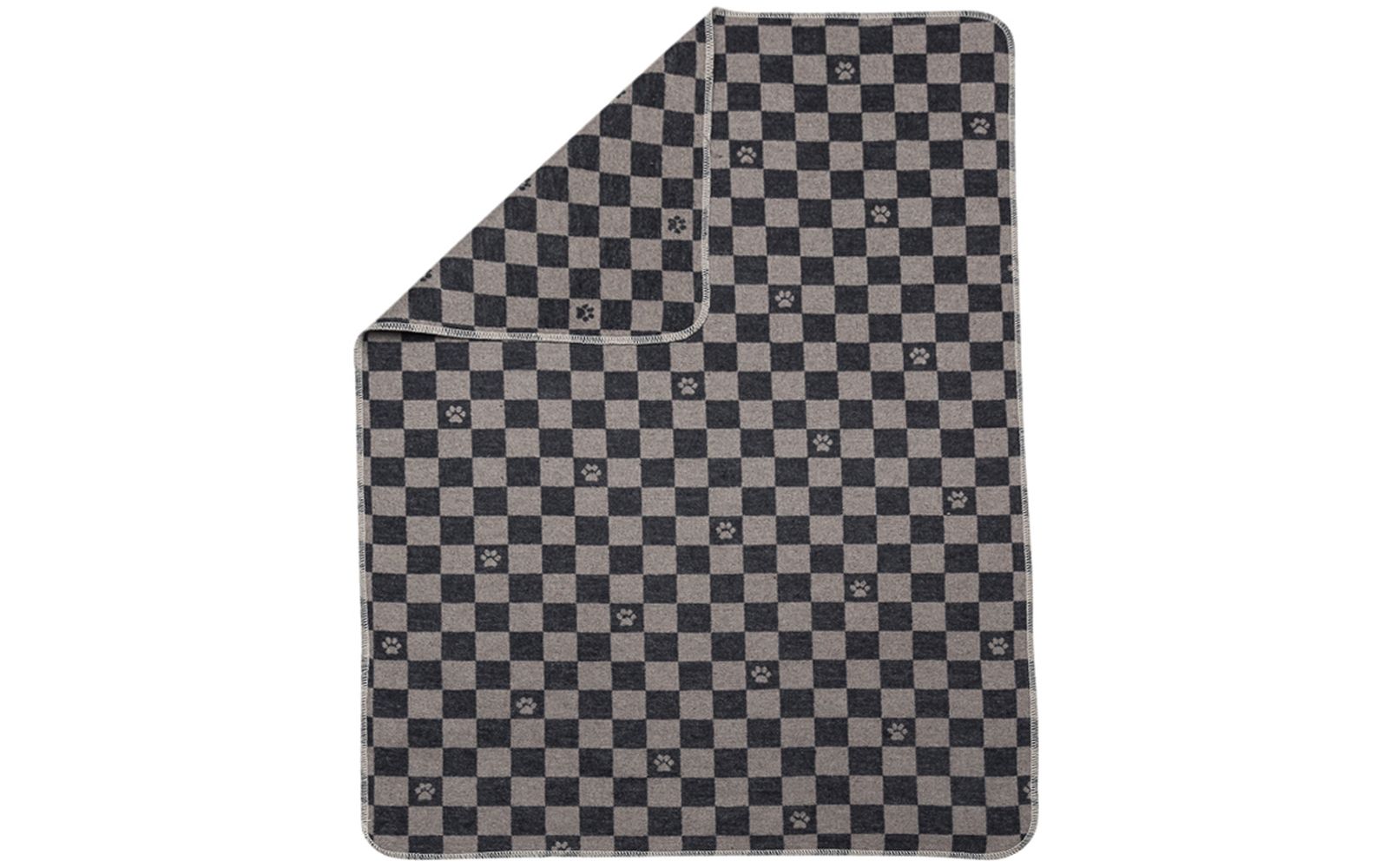 DF Decke Schachbrett mit Pfoten Farbe Rauch  70 x 90 cm