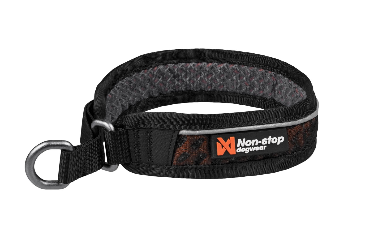 rock_collar1 Non-stop dogwear Rock Collar 3.0, atmungsaktives Zugstopp-Halsband Schwarz / Orange