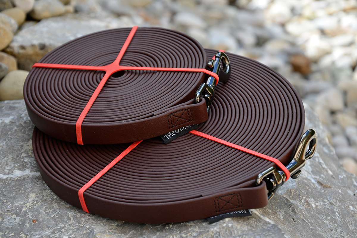 TREUSINN Schleppleine Biothane STAY Schokobraun