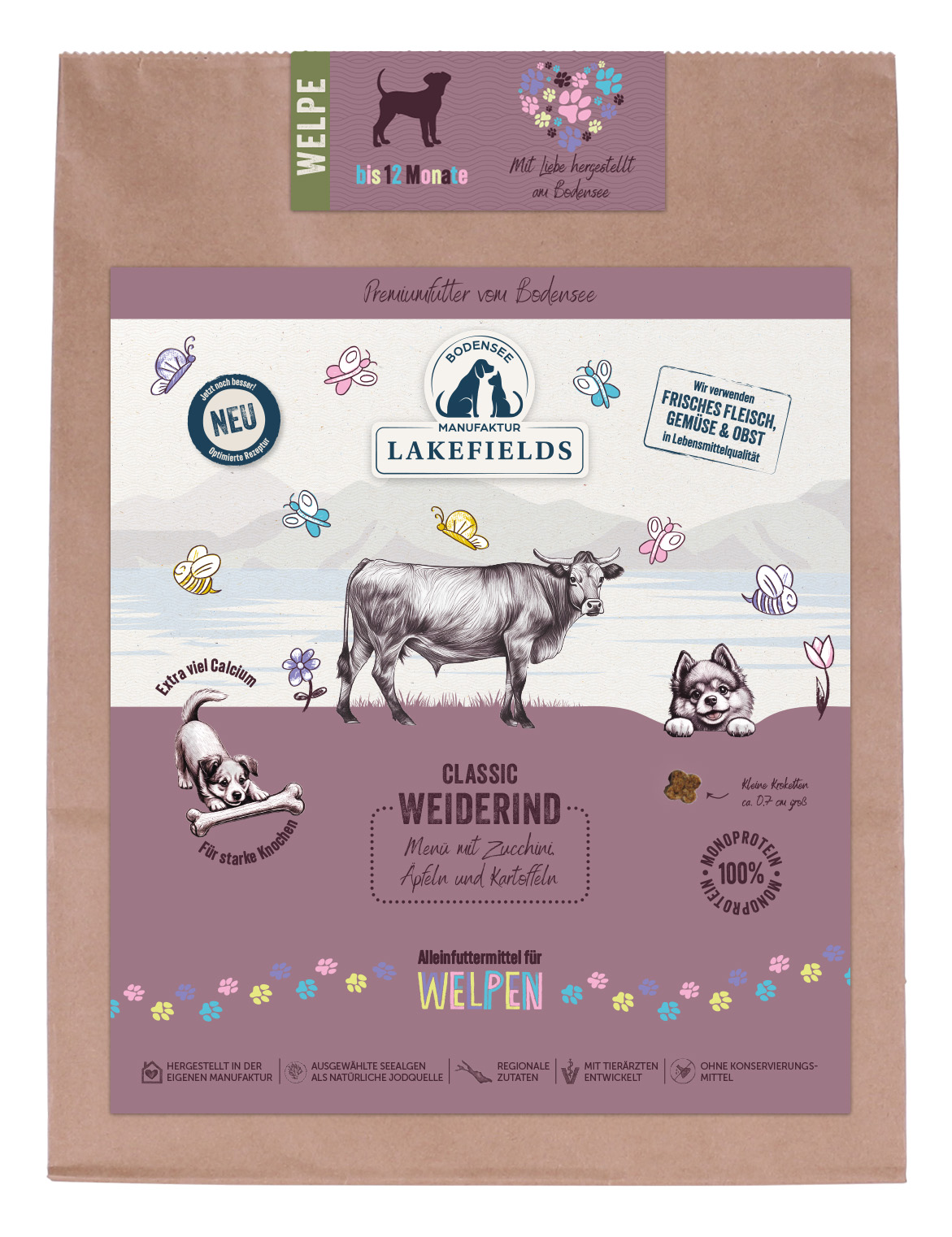 Lakefields Trockenfleisch Menü Rind für Welpen 1 kg