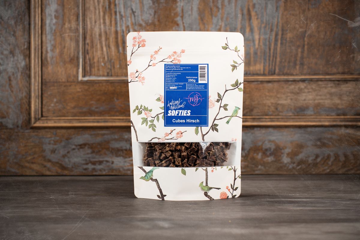 Softcubes_Hirsch_Packung mÿ Cubes Hirsch soft 250 g