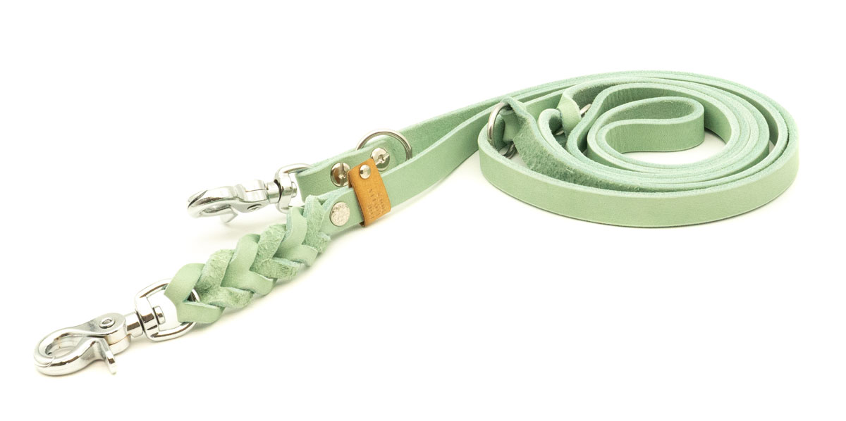 Fettleder Hundeleine geflochten Mint