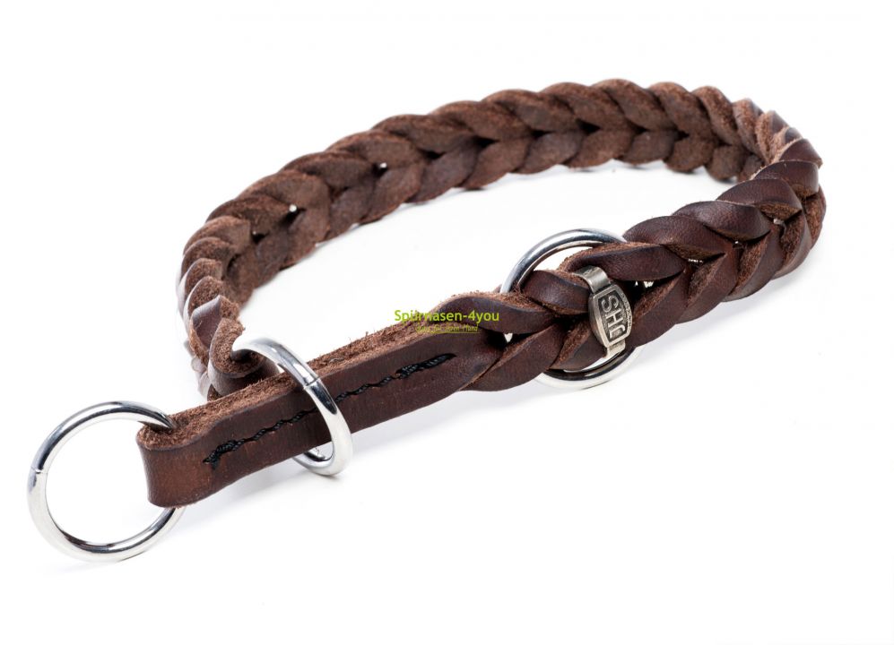 halsbandgeflochtenverstellbarbraunweb158b43c41a5ee5 Schlupfhalsband Leder geflochten 20mm Chrom