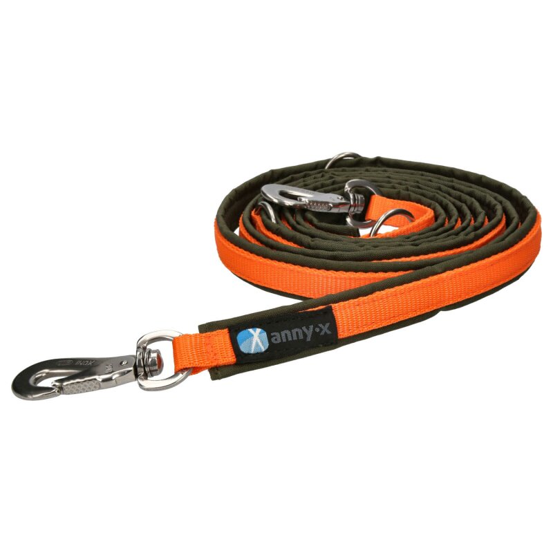 AnnyX Gepolsterte Führleine Fun Olive / Orange