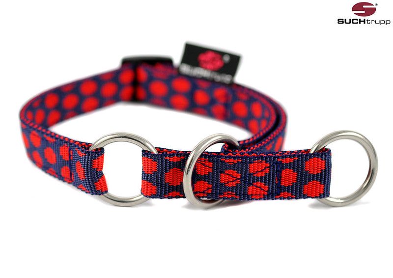 SUCHtrupp® DOTS Darkblue-Red Schlupfhalsband
