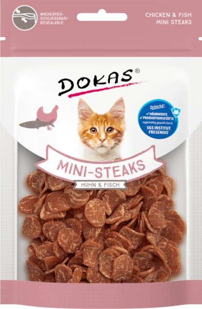 DOKAS Mini-Steaks Huhn & Fisch für Katzen 25 g