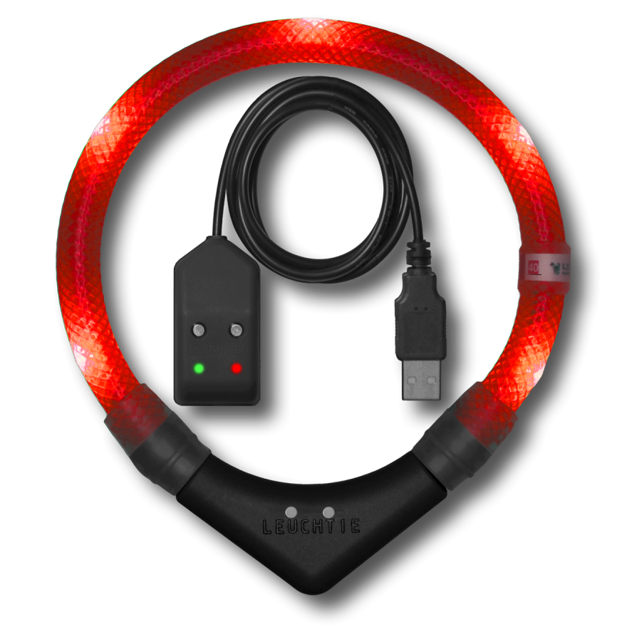 led-leuchthalsband-leuchtie-hund-pro-easycharge-rot LEUCHTIE  Easy Charge Rot