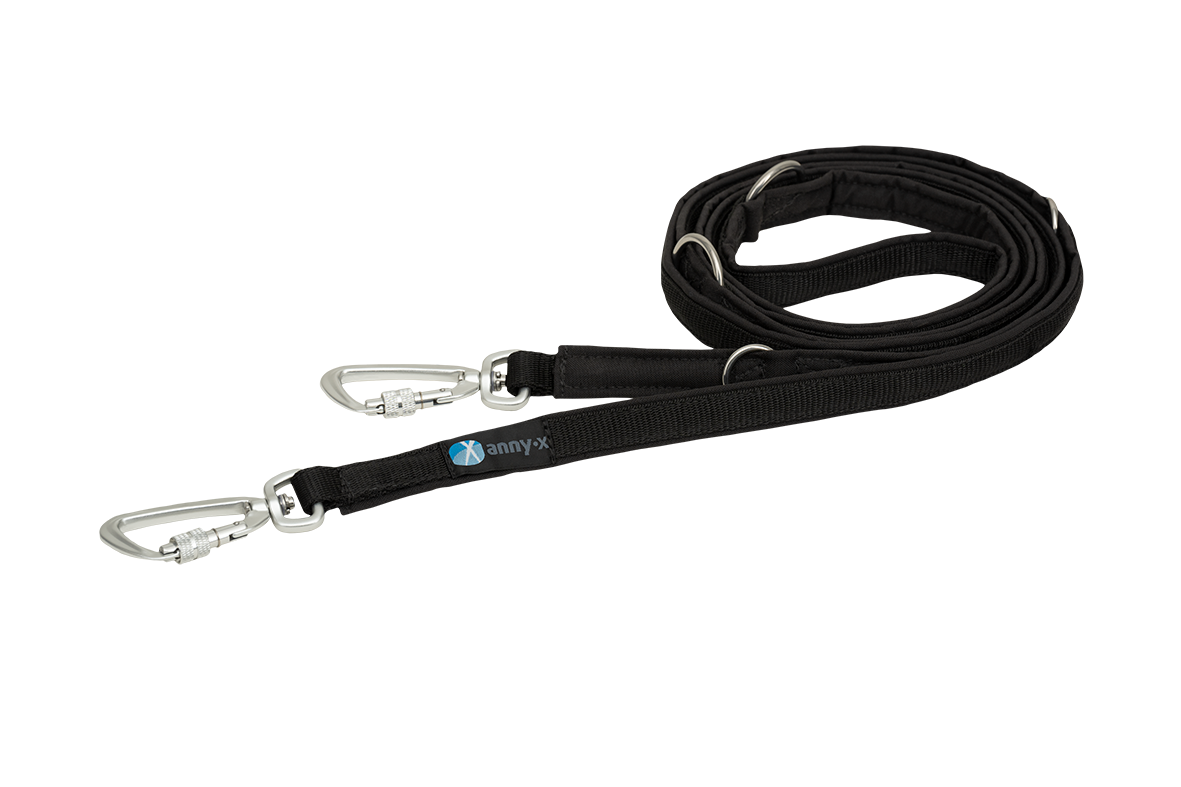 AnnyX Voll-Gepolsterte Führleine Fun Safety Schwarz / Schwarz