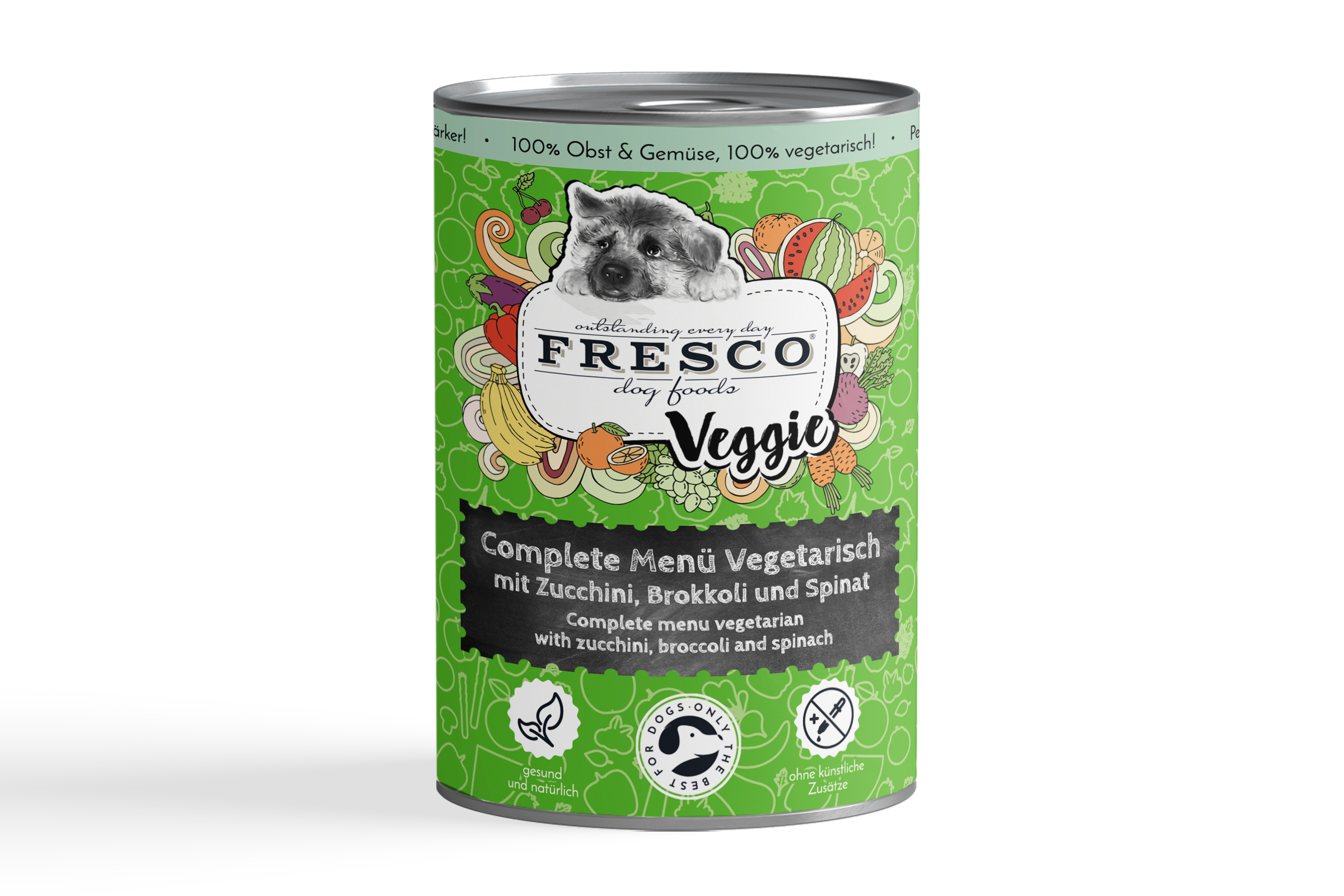 mockup-veggie-gruen FRESCO Complete-Menü Vegetarisch mit Zucchini, Brokkoli und Spinat (haltbares B.A.R.F.) 400 g