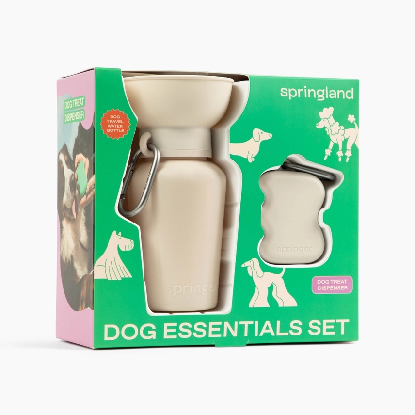 Springer Set Reisetrinkflasche für Hunde 590 ml + Silikon- Leckerlispender