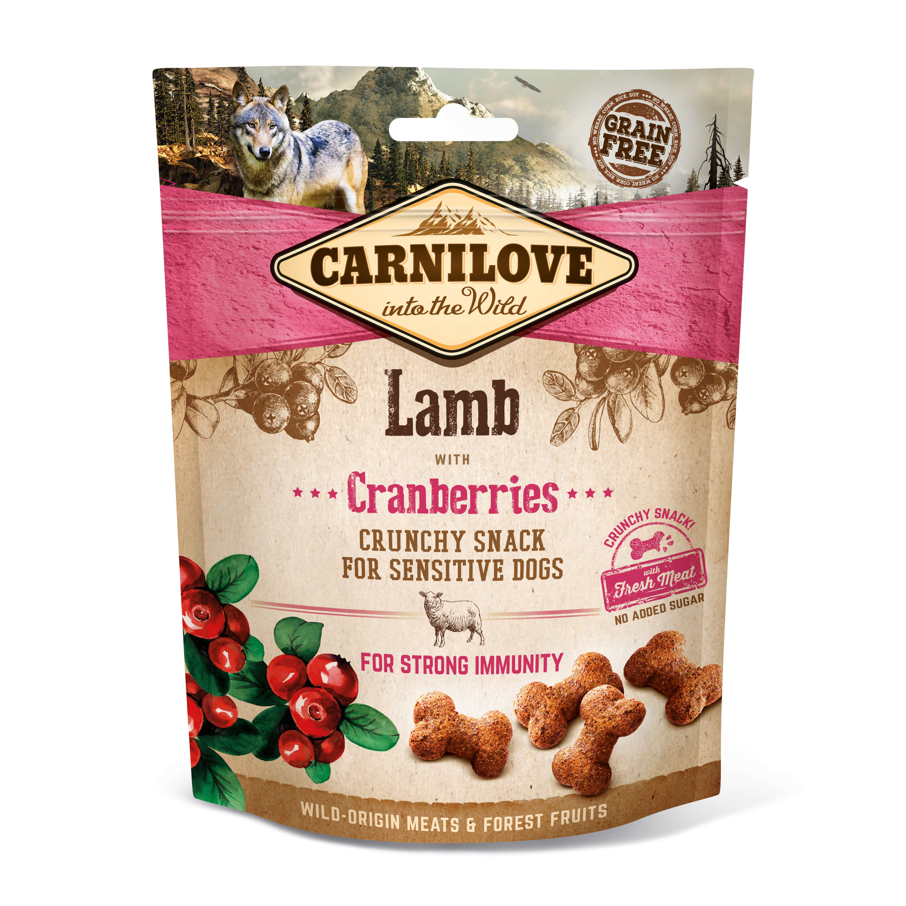 8595602527250_Carnilove_Dog_Snack_Crunchy_Lamb_Cranberries_200g_web Carnilove Crunchy Snack Lamm mit Cranberries 200g