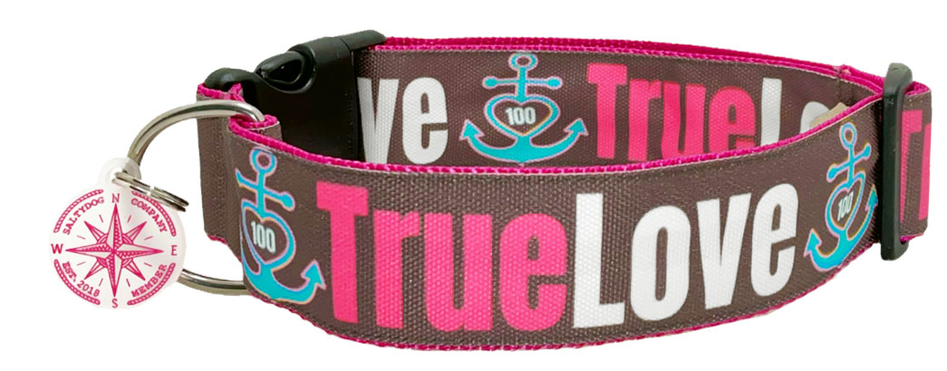 Segeltuch Halsband True Love Türkis Gr. M  35-60 cm
