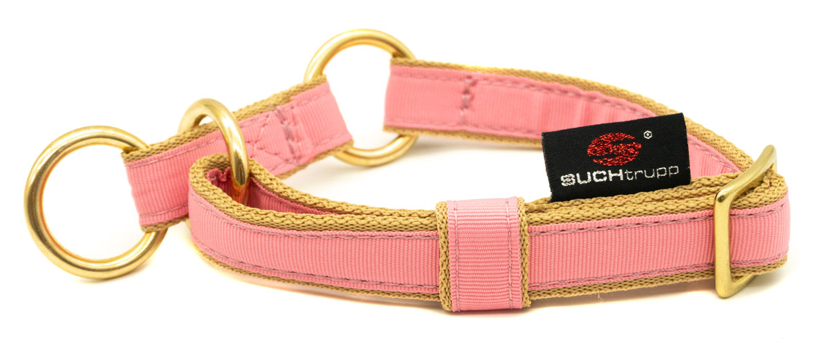SUCHtrupp® PURE Light Pink / Beige Schlupfhalsband Messing 