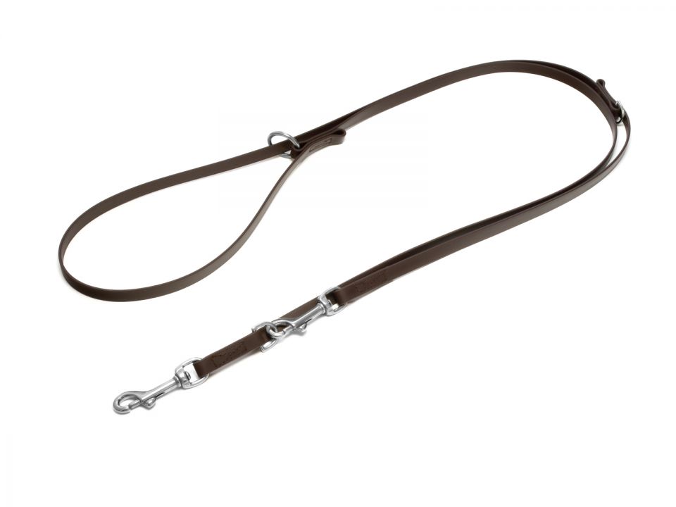 Mystique 13mm, 3-fach verstellbare BioThane Hundeleine Braun,  genäht,