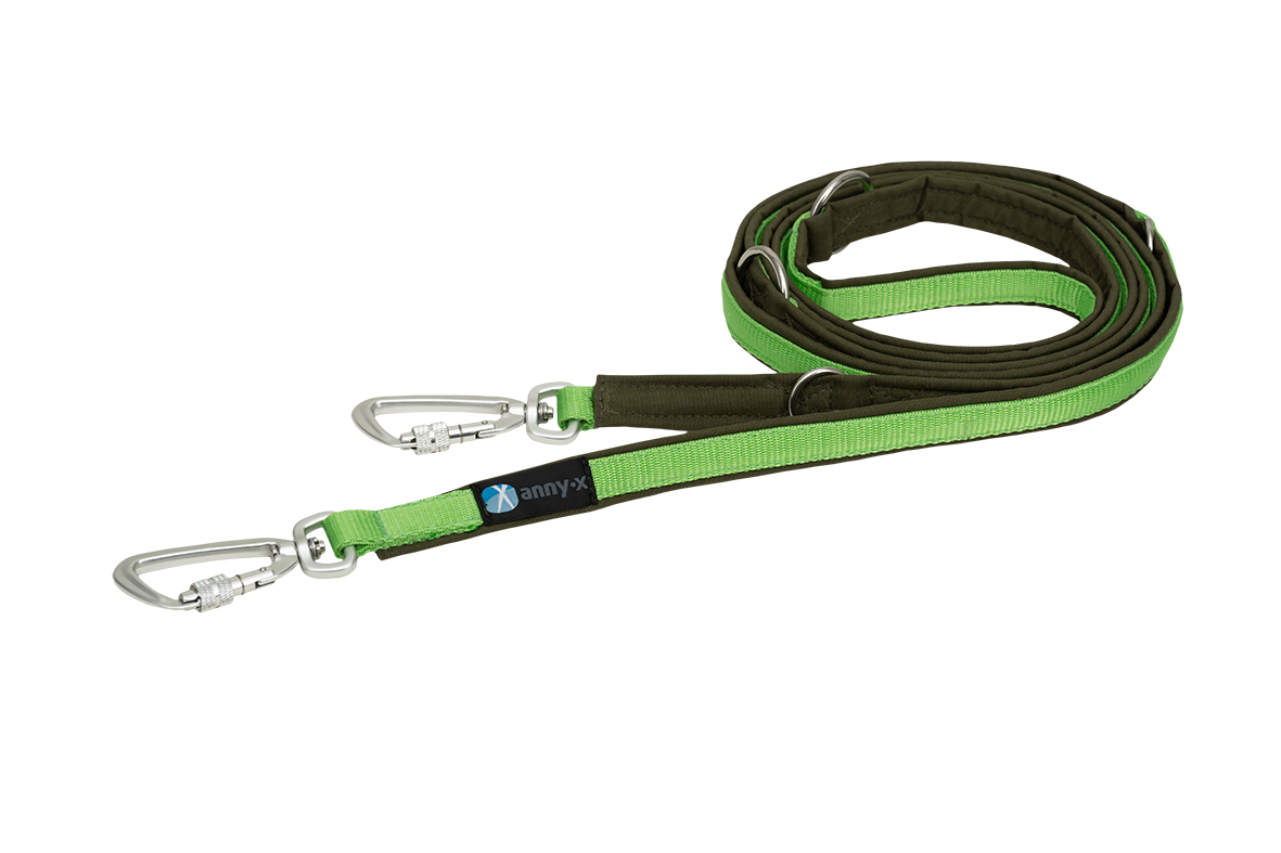 AnnyX Voll-Gepolsterte Führleine Fun Safety Oliv / Hellgrün