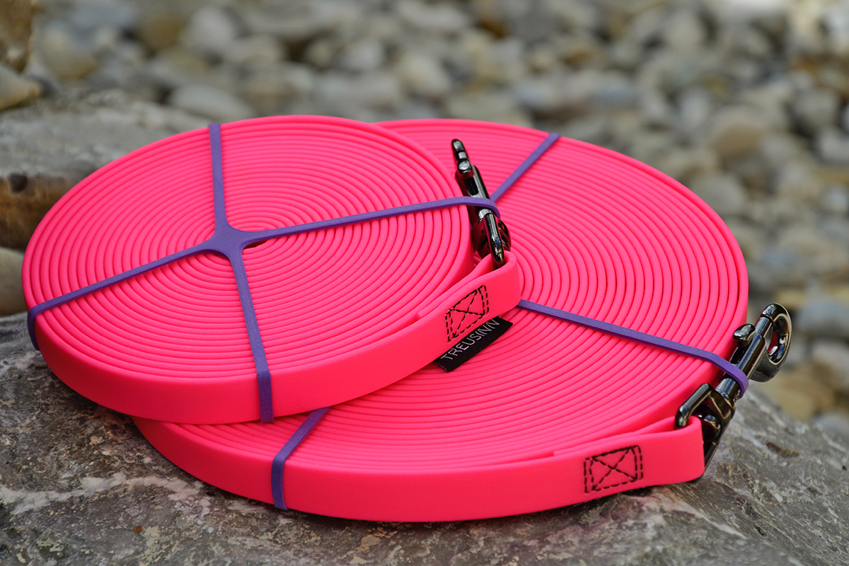 TREUSINN Schleppleine Biothane STAY Neonpink