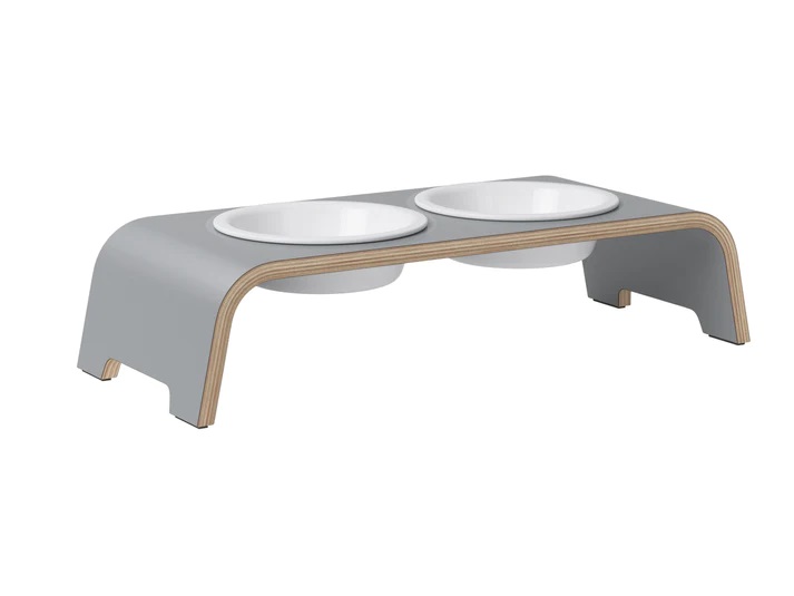 dogBar_S-L_Grey_PO dogBar® Classic Grau mit Porzellanschalen Größe S-Large