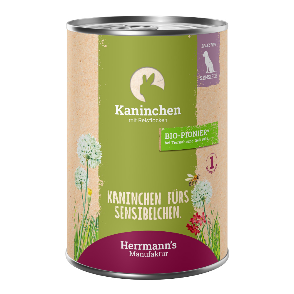 Herrmann's Sensibel Menü Kaninchen mit Reisflocken 400 g Herrmann's Sensibel Menü Kaninchen mit Reisflocken 400 g