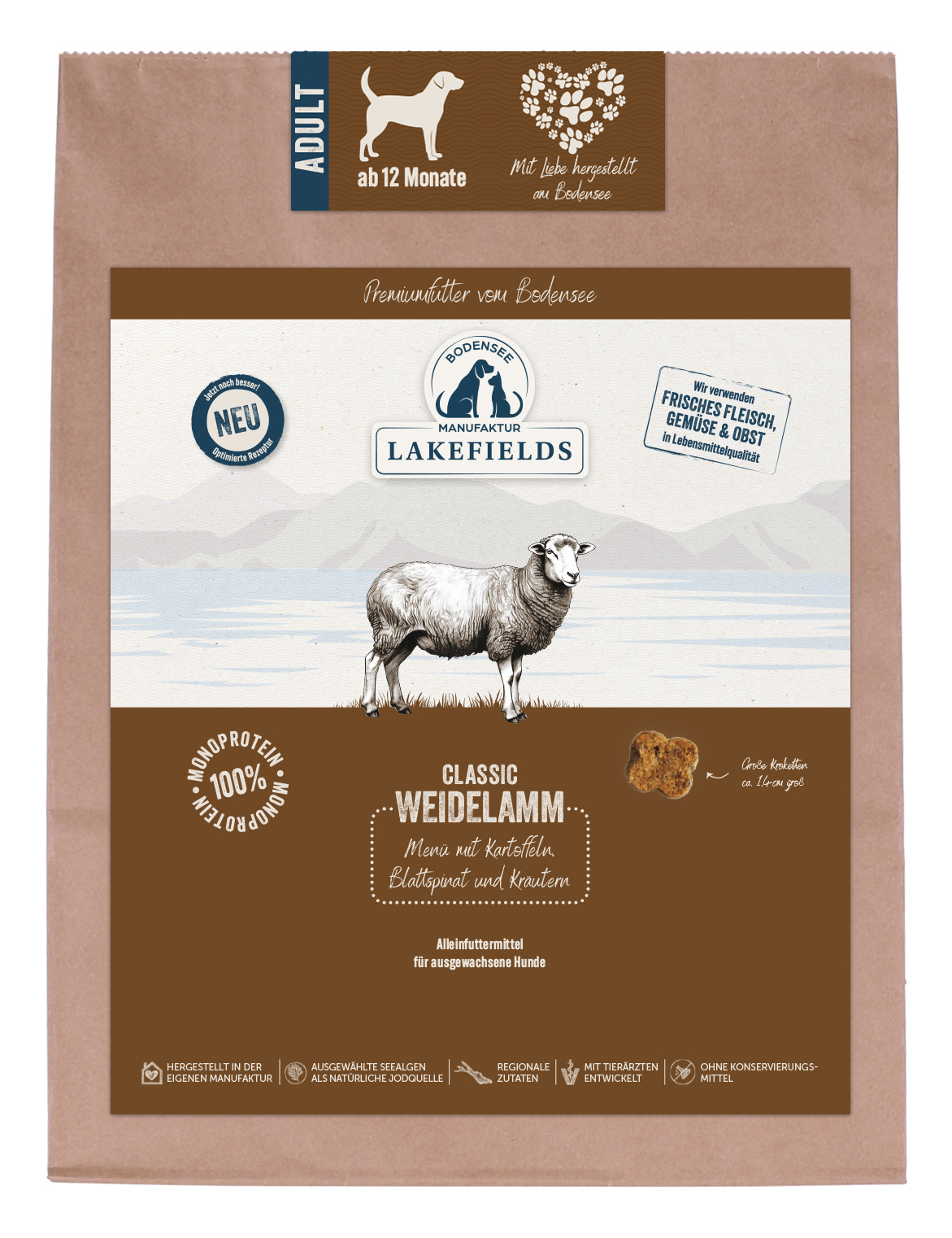 Lakefields Trockenfleisch Menü Lamm Adult