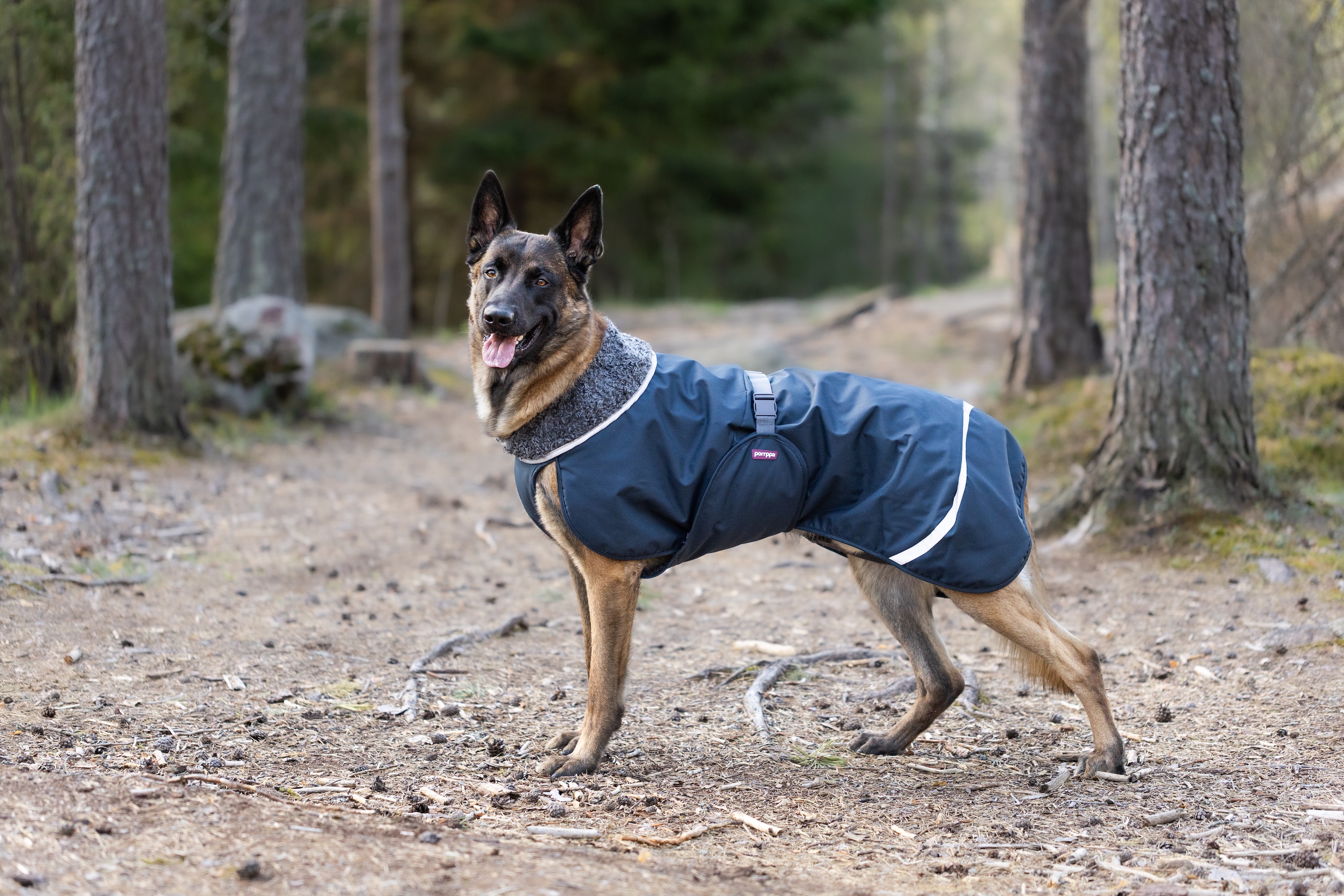 PerusPomppa Midnight Hundewintermantel mit Geschirröffnung