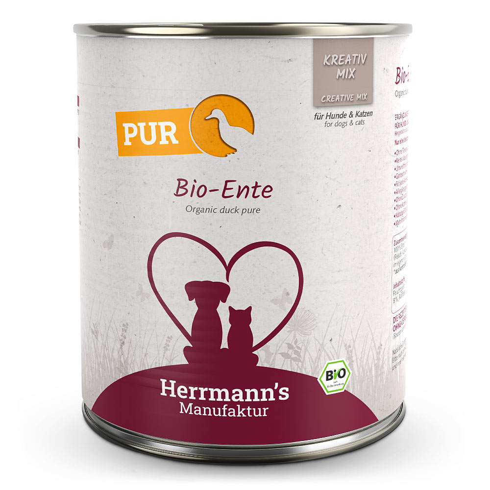 HM007323-Herrmann-s-Manufaktur-Kreativ-Mix-Bio-Ente-_-Reinfleisch-6x800g Herrmann's Bio Ente Reinfleisch 800g