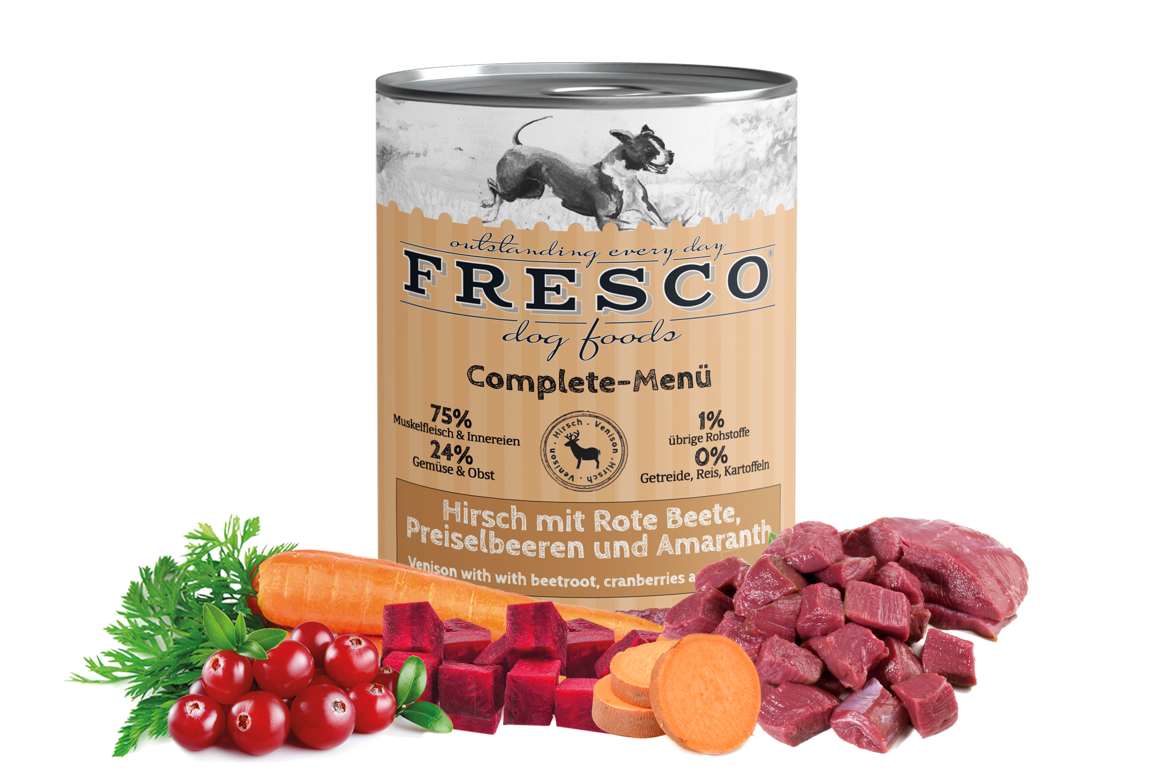 mockup-nassbarf-hirsch FRESCO Complete-Menü Hirsch mit Rote Beete, Preiselbeeren und Amaranth 400 g