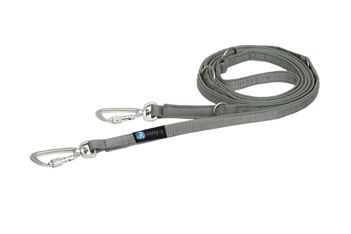 AnnyX Voll-Gepolsterte Führleine Fun Safety Grau / Silber