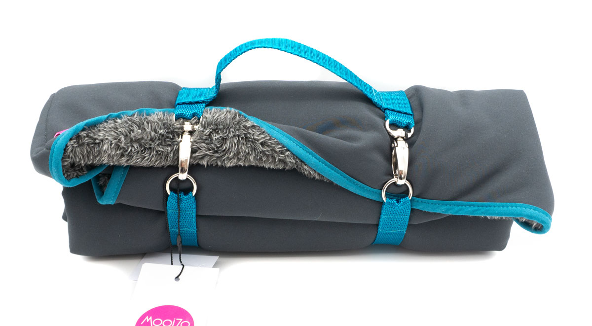 MooiZo Dog'n Roll Hundereisedecke Anthrazit - Petrol mit Teddyflausch