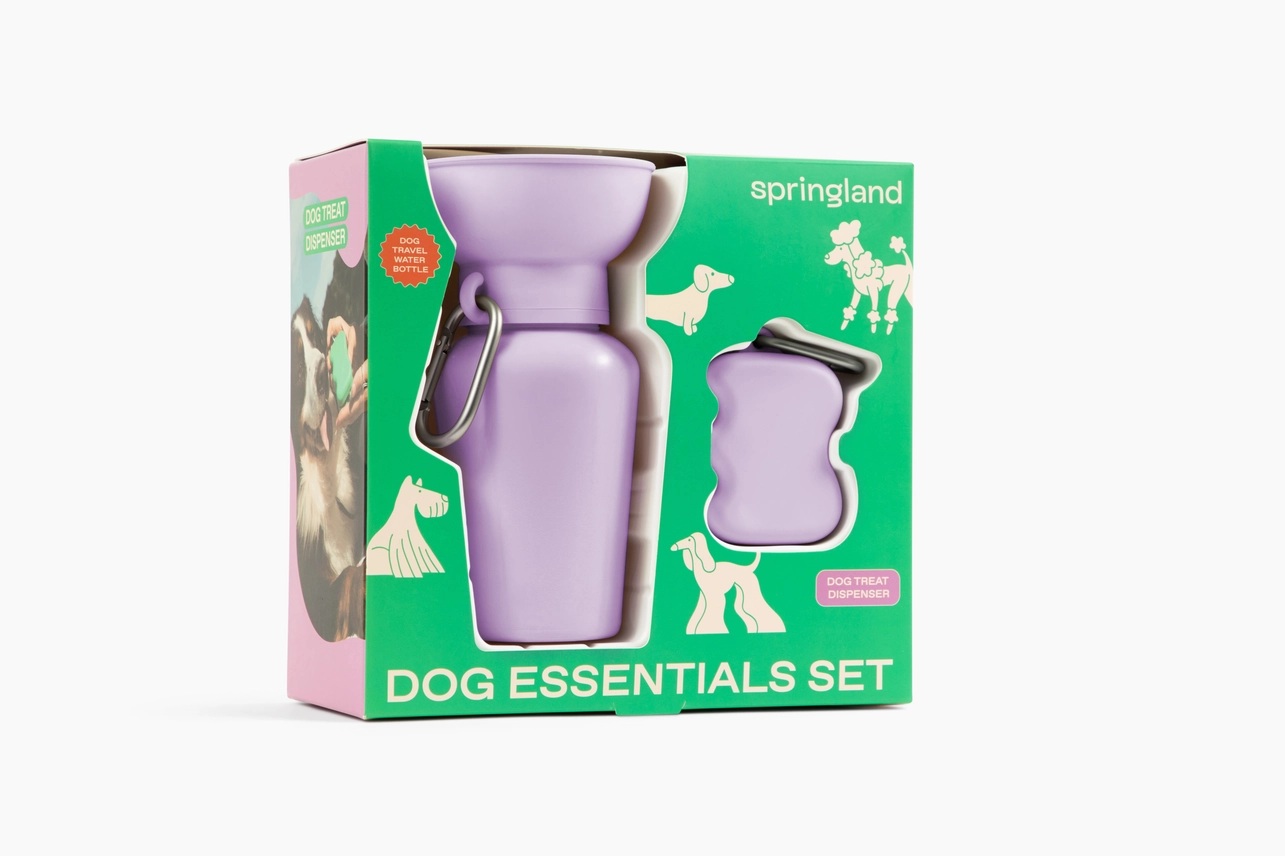 Springer Set Reisetrinkflasche für Hunde 590 ml + Silikon- Leckerlispender