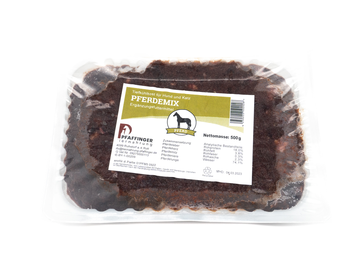 Pfaffinger Pferdeinnereien-Mix roh 500 g, (gewolft) MHD 07.04.24