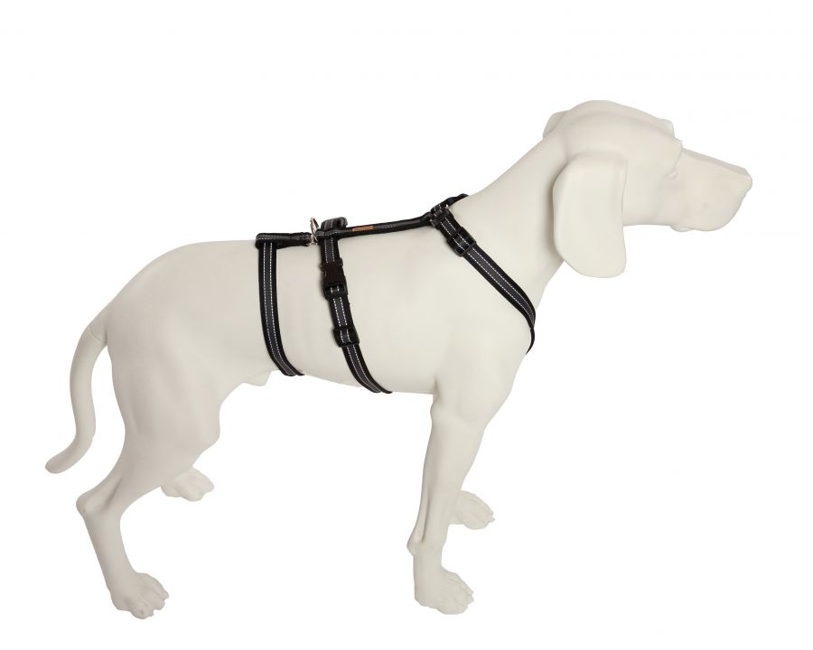 Hundegeschirr NoExit  Soft Grip Schwarz mit Reflektornähten
