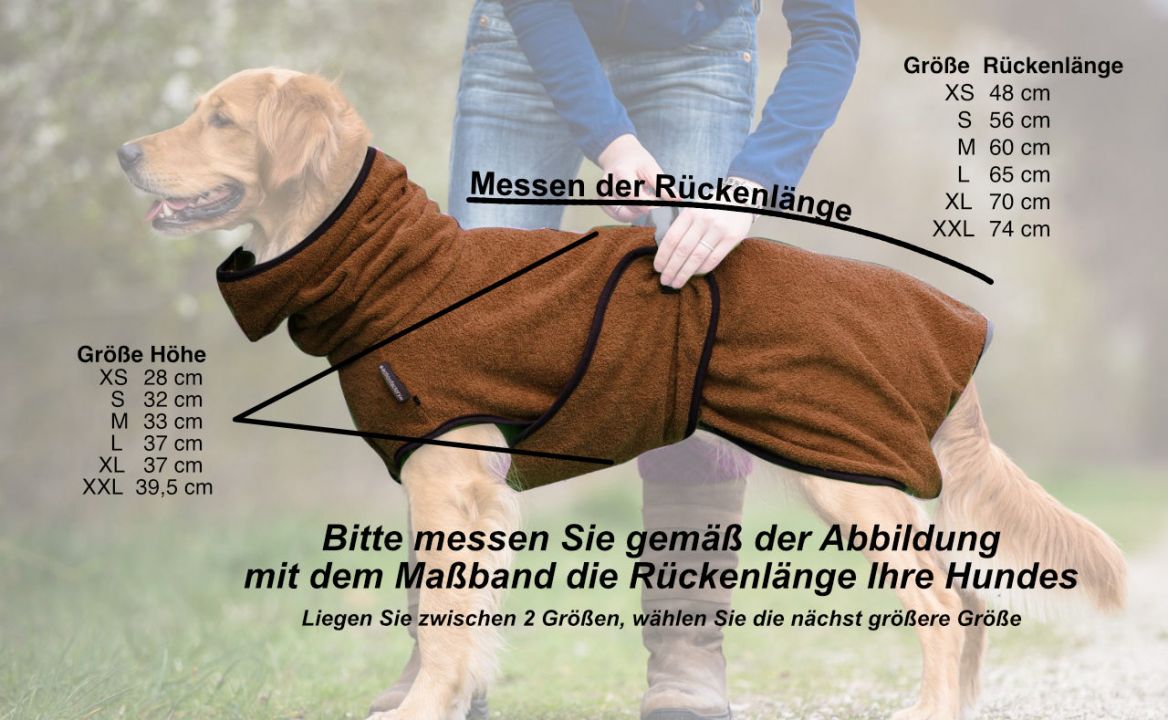 dryup-cape-braun-Bemassung Herstellerbild Größenermittlung Dryup Cape