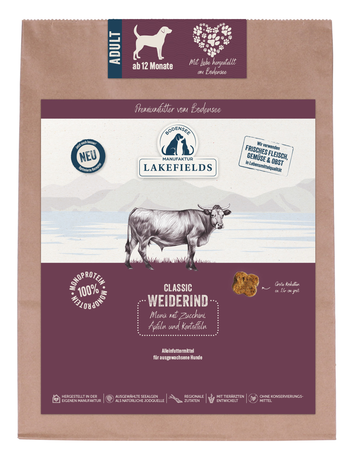 Lakefields Trockenfleisch Menü Rind Adult