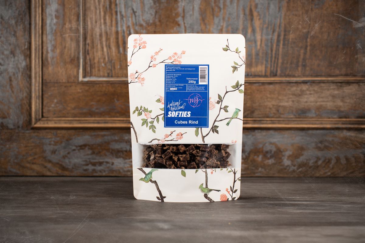 Softcubes_Rind_Packung mÿ Cubes Rind soft 250 g