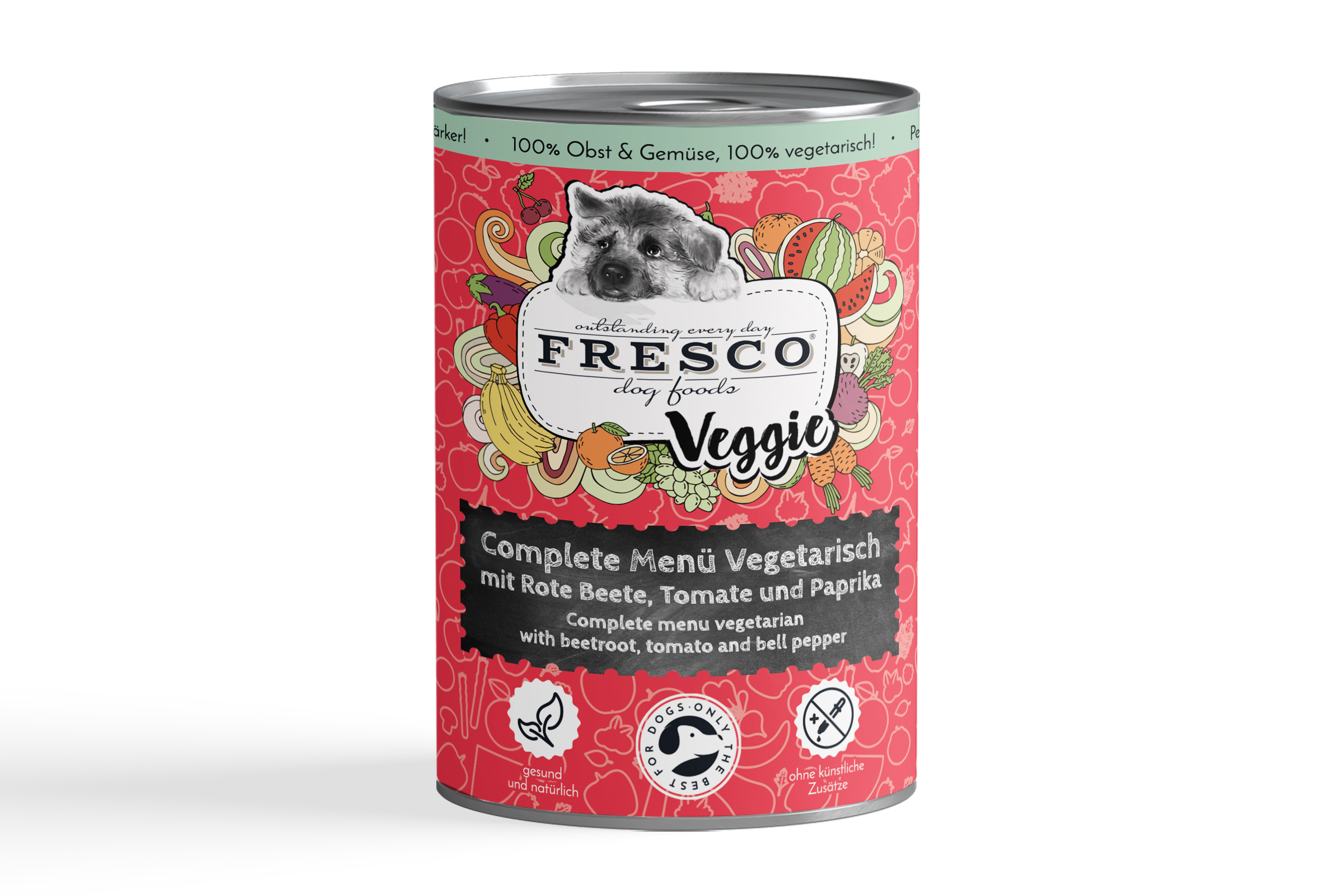 mockup-veggie-rot FRESCO Complete-Menü Vegetarisch mit Rote Beete, Tomate und Paprika (haltbares B.A.R.F.) 400 g