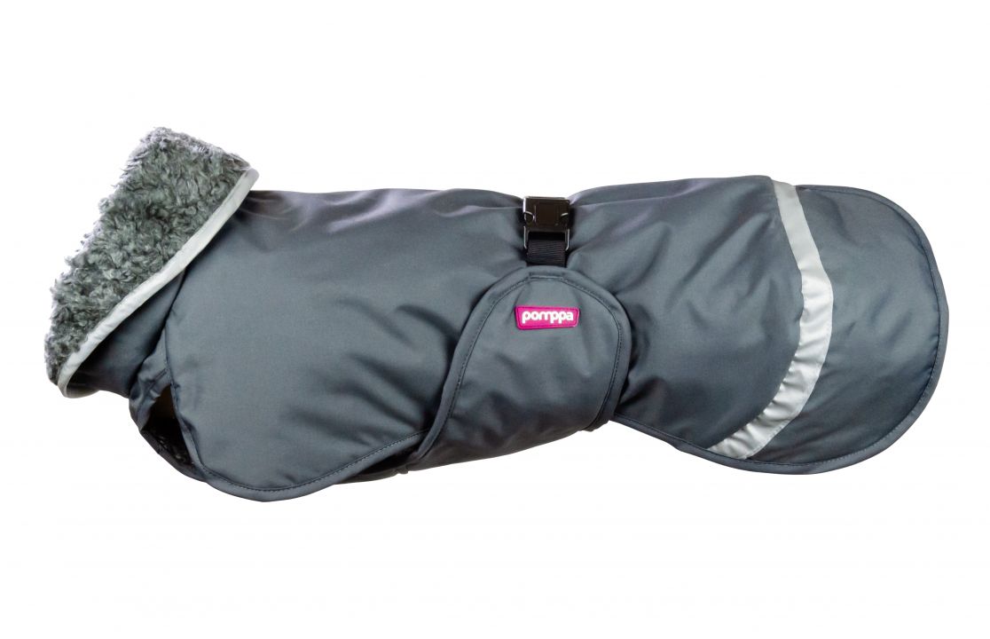 PerusPomppa-Graphite Perus Pomppa Graphite Hundemantel mit Geschirröffnung